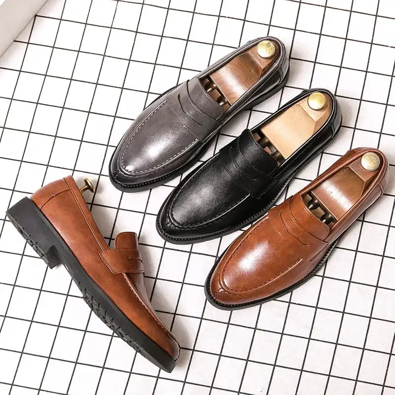 Bavin erkek loafer koleksiyonu: siyah, kahverengi ve gri deri loafers