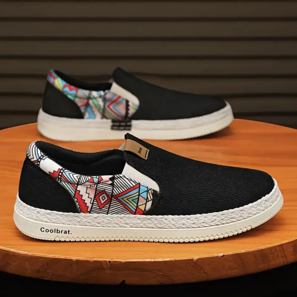 Faldon erkek converse, siyah kaydıraklı spor ayakkabı, renkli geometrik desenli