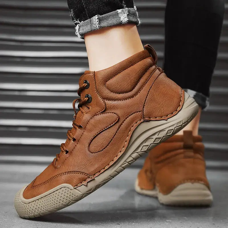 Garex erkek günlük yüksek topuklu kahverengi der sneakers, şık ve rahat tasarım