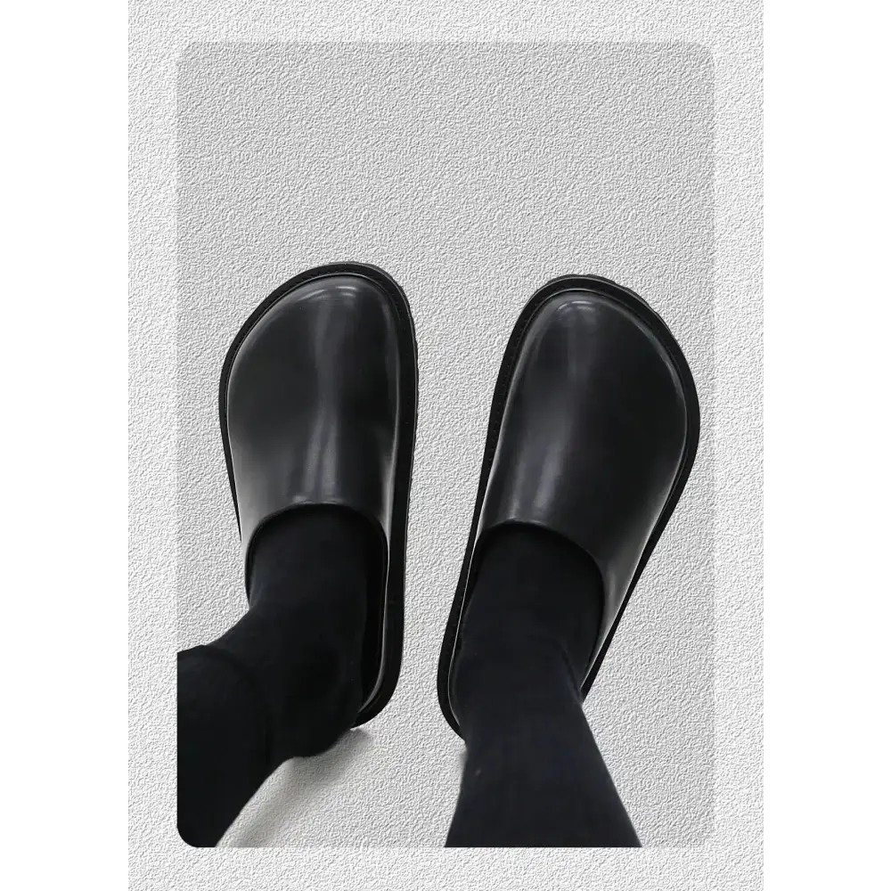 Garlin siyah erkek terlik, ayakta giyilen şık deri slip-on ayakkabılar