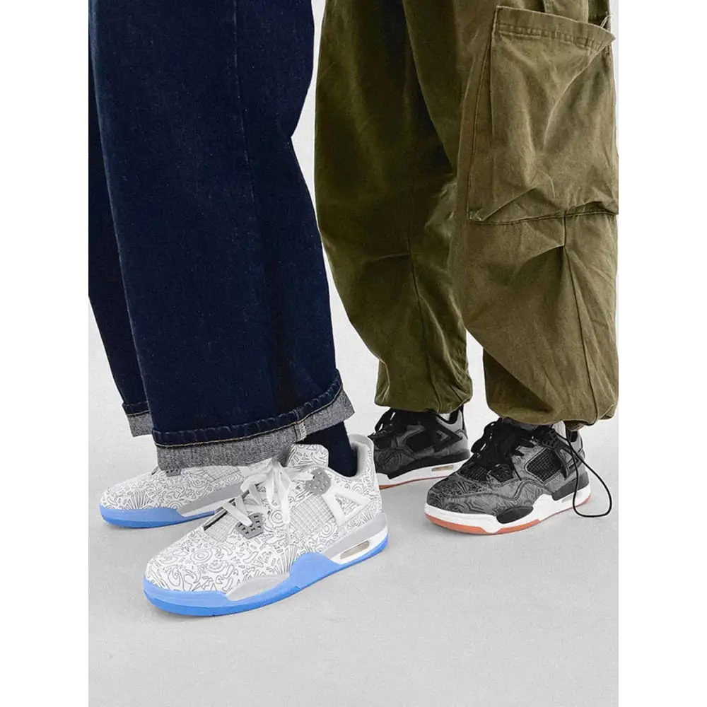 Larn erkek sneaker: beyaz mavi tabanlı ve siyah turuncu detaylı iki spor ayakkabı