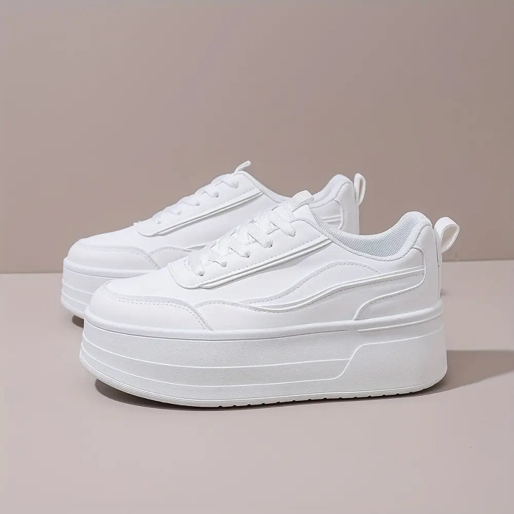 Mireza yüksek platform spor ayakkabı, kalın tabanlı beyaz platform sneakers