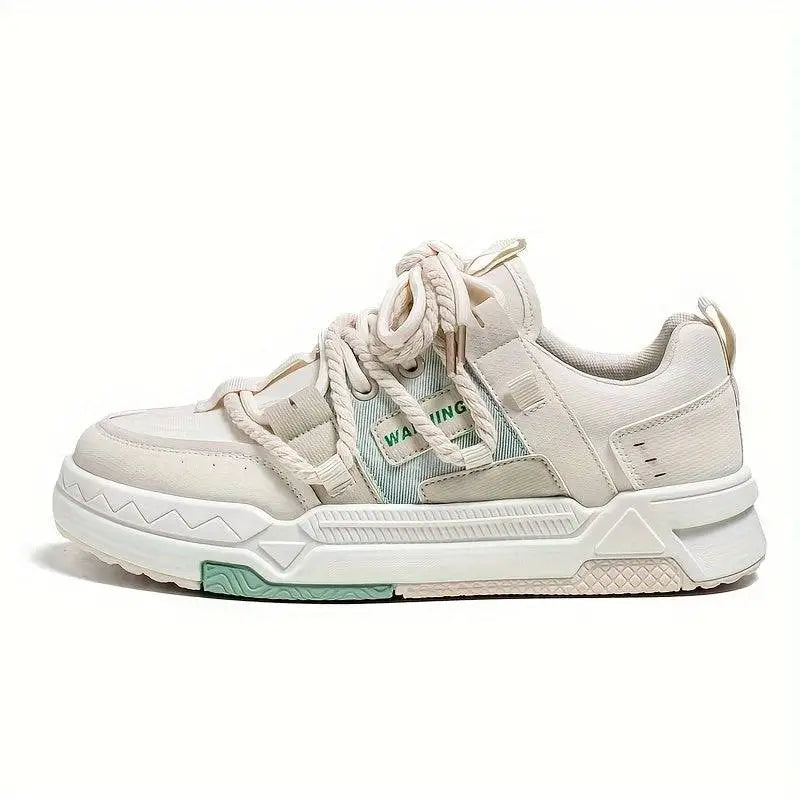 Vortex modeli beyaz ve bej chunky sneaker, yeşil detaylar ve kalın bağcıklarla