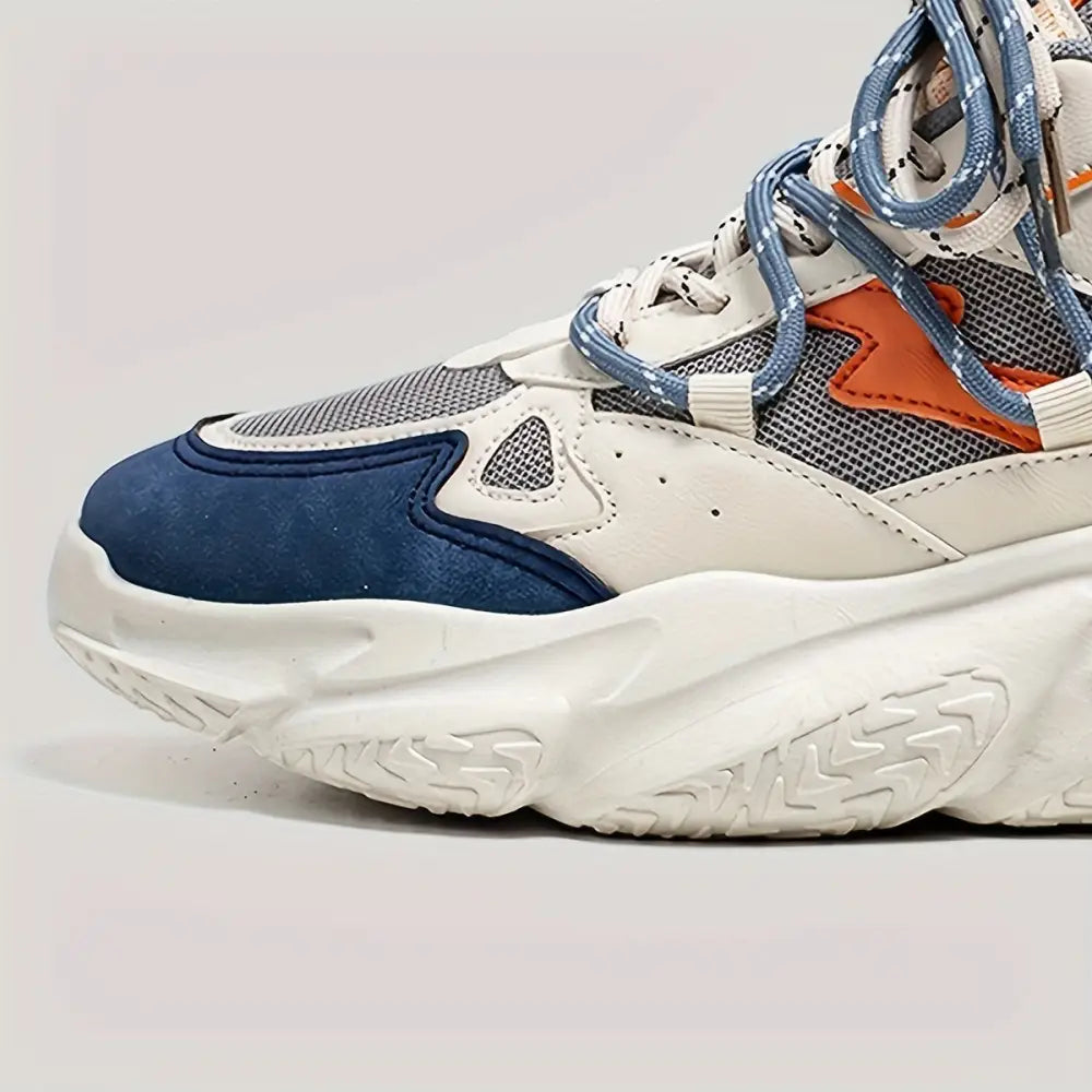 Zadron erkek sneakers, çok renkli üstü ve kalın beyaz tabanı ile şık atletik ayakkabı