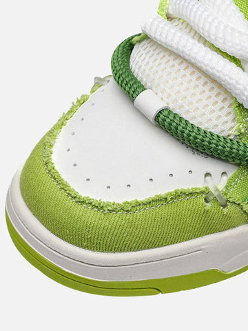 Lime yeşil ve beyaz örme detaylı Knight kadın sneakers, elitwalk stiline uygun