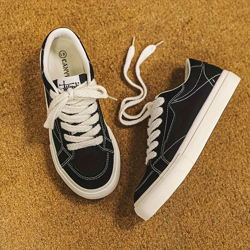 Melrose erkek converse tarzı siyah kanvas spor ayakkabılar beyaz bağcıklarla