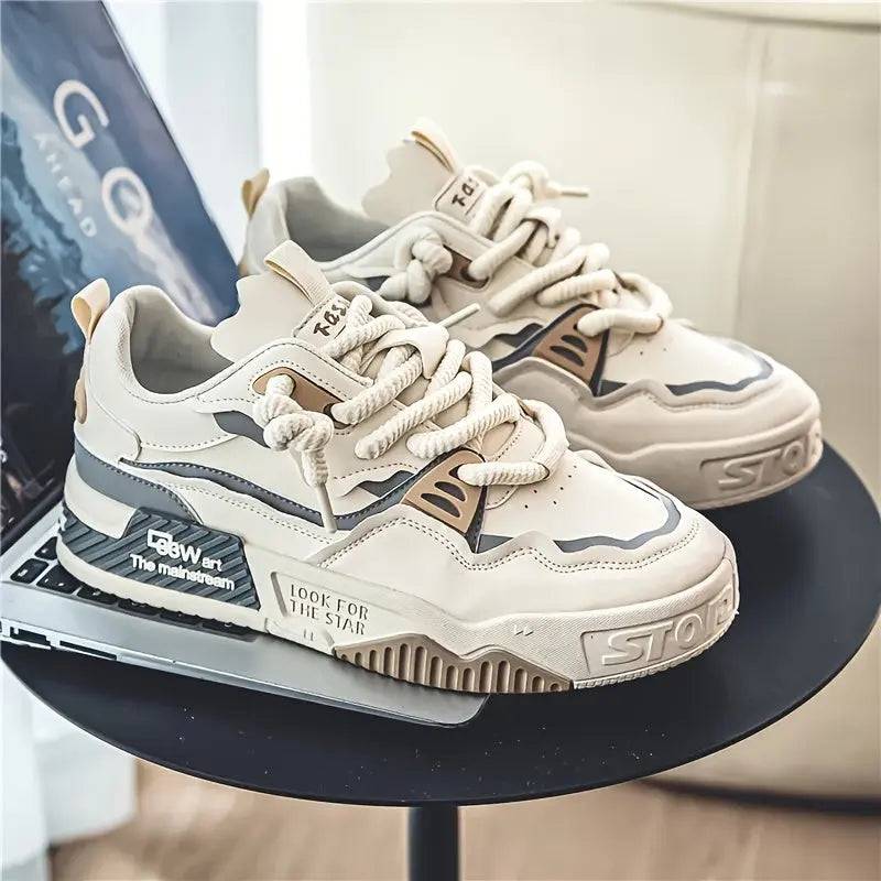 Chunky bej ve beyaz Radiant sneakers kalın tabanlarıyla elitwalk Radiant erkek için