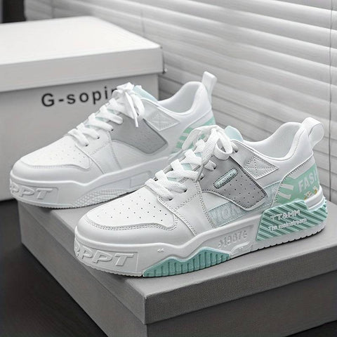 Beyaz ve mint yeşili chunky tabanlı Phoenix erkek sneakers, elitwalk kalitesiyle