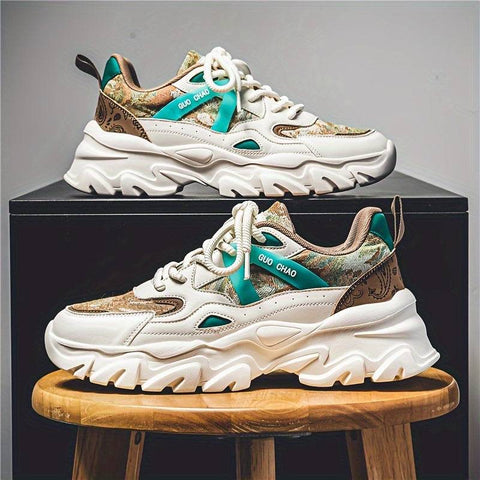 Elitwalk Nomad erkek sneaker, çok katmanlı tabanlı ve teal detaylı şık tasarım