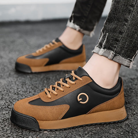 Lorion erkek sneakers with stylish brown and black color blocking and circular logo