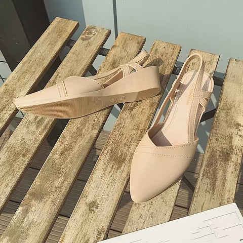 Bej renkli sivri burunlu Siren ® topuklu slingback düz ayakkabılar, Türkiye’de bulunmayan