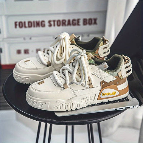 Nebula erkek sneakers, beyaz, yeşil ve kahverengi detaylarla şık bir görünüm