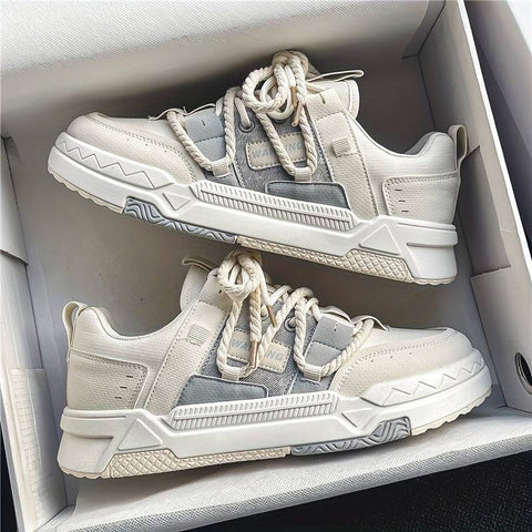 Elitwalk Vortex erkek beyaz ve gri chunky sneakers kalın tabanlarla şıklığını artırıyor