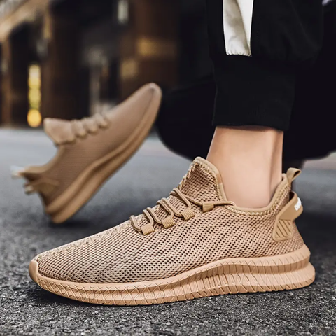 Talvenor erkek sneakers, bej rengi triko sneaker, doku detaylı taban ve bağcıklı tasarım