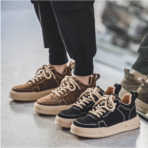 Bardel erkek sneakers in brown and black, featuring thick soles and contrasting laces