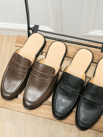 Jorlen erkek terlik, kahverengi ve siyah deri slip-on loafer modelleri