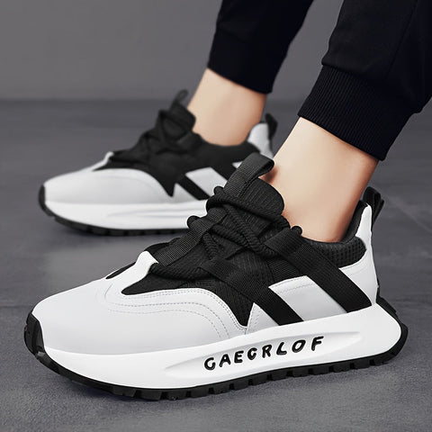 Draxon erkek sneakers, siyah beyaz atletik ayakkabı, GAEGRLOF yazılı yan kısım