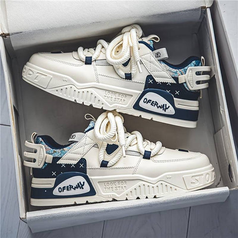 Elitwalk Nebula erkek sneakers, beyaz ve lacivert chunky tabanlı OFERHMY marka