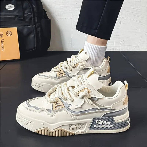 Elitwalk Radiant Erkek chunky off-white sneakers with gray accents and thick soles