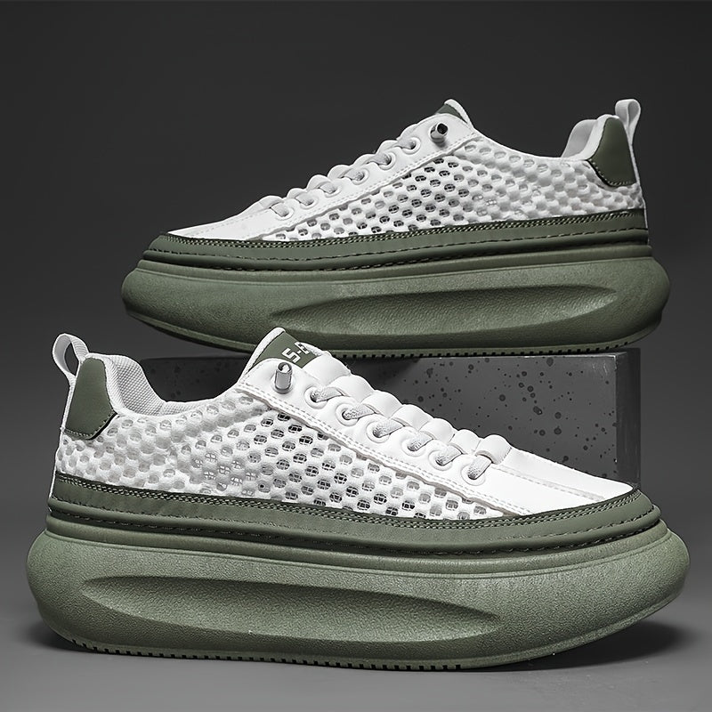 Torvus erkek sneakers in white and green with chunky sole and mesh upper design