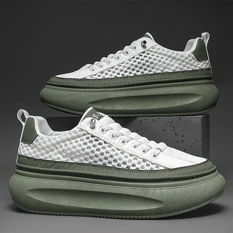 Torvus erkek sneakers in white and green with chunky sole and mesh upper design