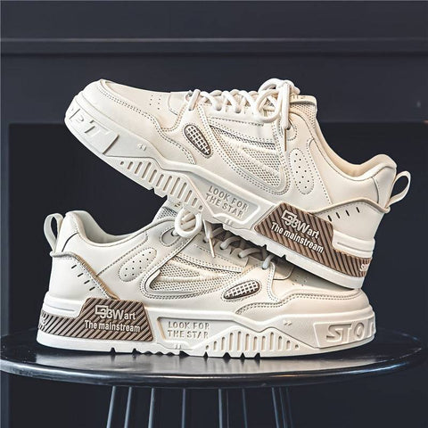 Elitwalk Celestial erkek sneakers, off-white with intricate detailing and chunky soles