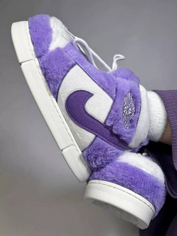 Purple peluş sneakers AIR NK 4 with fuzzy texture and stylish design