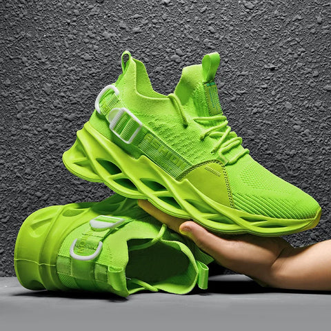 Fendira unisex sneakers with bright neon green color and wavy sole design