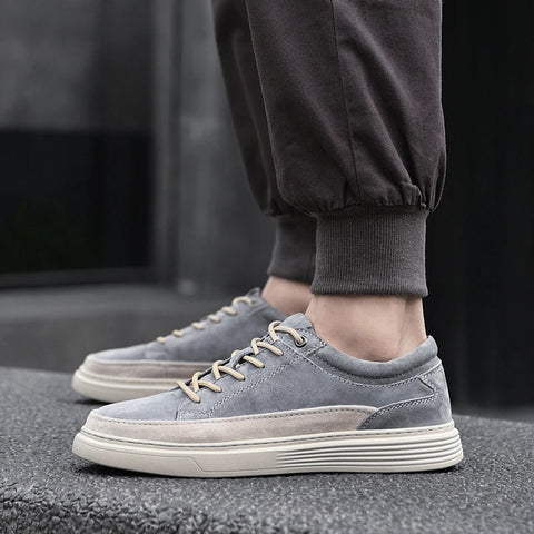 Gray suede Velrin erkek converse sneakers with off-white soles and laces