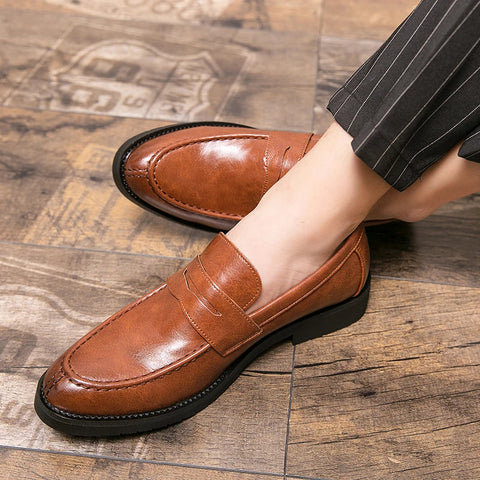 Feldor günlük ayakkabı, şık kahverengi deri penny loafer modeli