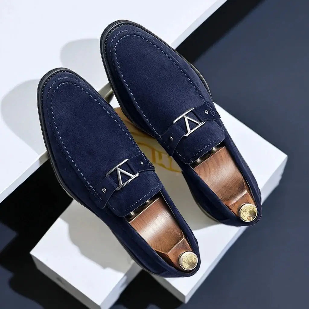 Navy mavi süet Loafer ayakkabılar, Loterio günlük erkek şıklığı için ideal