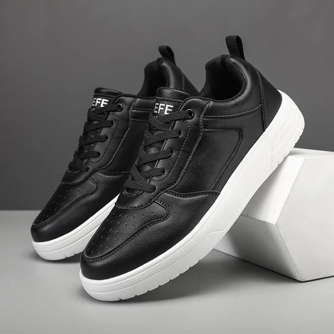 Mavella unisex sneakers siyah deri beyaz tabanlı FFE logosu ile şık bir seçim