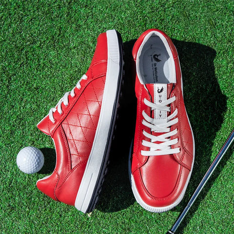 Terlon erkek converse kırmızı deri golf ayakkabıları, beyaz bağcık ve taban