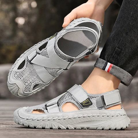 Galia unisex sandalet, gri ağ sandal, ayarlanabilir kayışlar ve dayanıklı taban