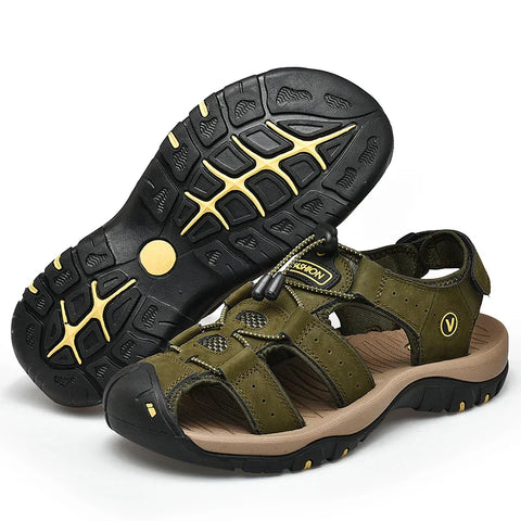 Rugged Dalron unisex sandalet in olive green with a thick black rubber sole