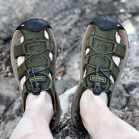 Dalron unisex sandalet in olive green with closed toes and adjustable straps