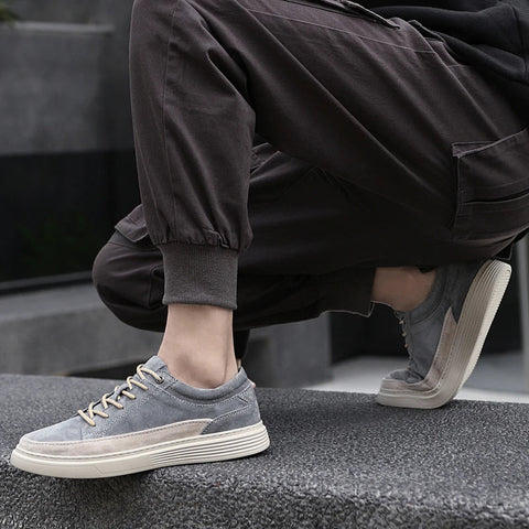 Gray suede Velrin erkek converse sneaker with thick off-white sole