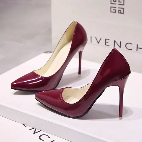 Belis kadın topuklu ayakkabı, Givenchy burgundy yüksek topuklu stiletto