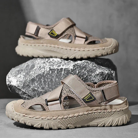 Bej outdoor sandalet, ayarlanabilir kayışlarla Galia unisex sandalet