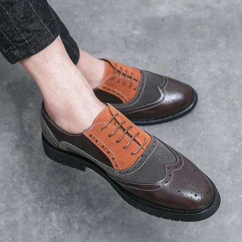 İki tonlu deri oxford brogue ayakkabı, Lentor rugan erkek modeli