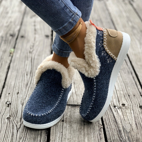 Avira kadın ayakkabılar, denim ve kürk astarlı şık rahat slip-on sneaker modelleri