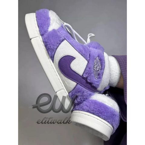 Purple peluş sneakers AIR NK 4 with fuzzy texture and stylish design