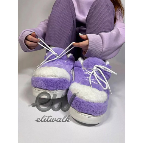 Fluffy purple peluş sneakers with laces from AIR NK 4 model in stylish design