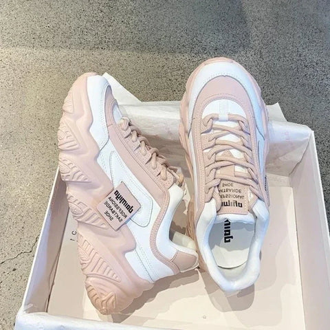 Arlissa kadın sneakers, pale pink and white chunky sneakers with thick soles