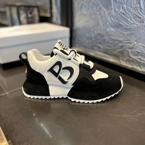 Briana erkek sneakers, siyah beyaz atletik ayakkabı, belirgin ’B’ logosu ile