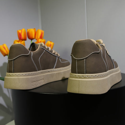 Zafiran erkek sneaker, kahverengi rahat spor ayakkabı, kalın off-white taban