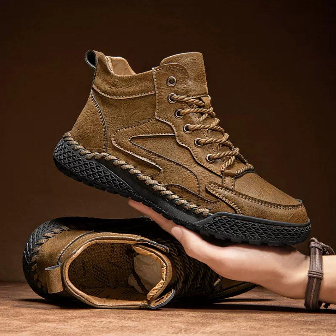 Rugged brown Narden erkek bot with a thick textured sole for outdoor adventures