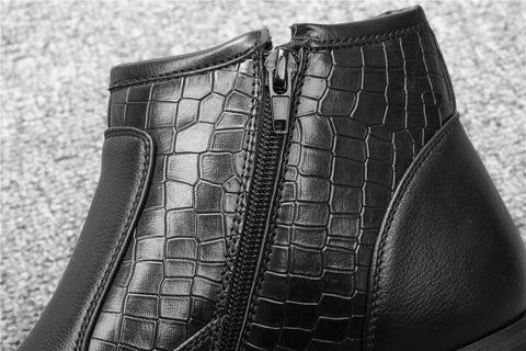 Crocodile-textured Morlan erkek bot with side zipper for stylish footwear