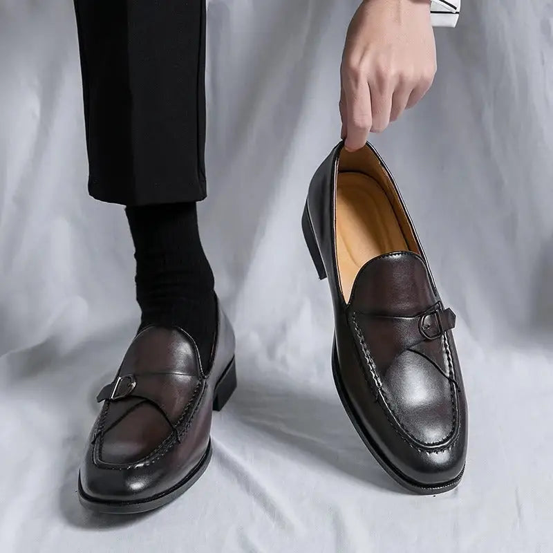 Daril erkek loafer, şık tasarıma sahip dark brown deri penny loafers