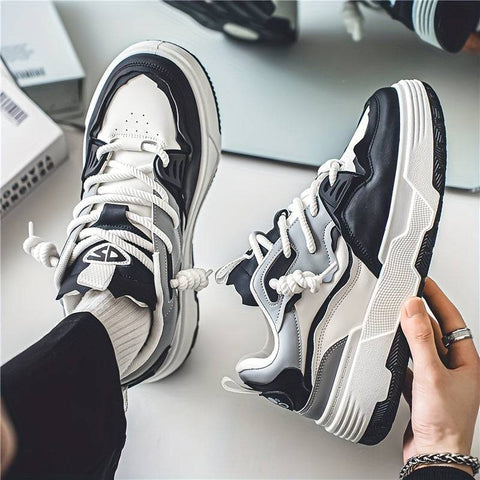 Elitwalk Zest erkek chunky sneakers in black, white, and gray color scheme